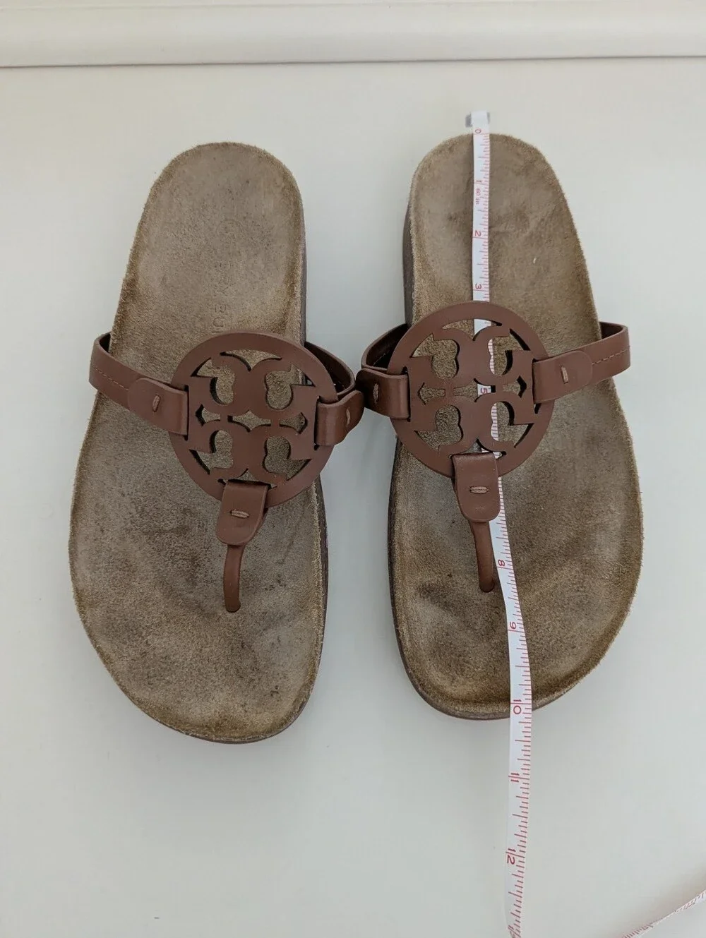 GUC! Tory Burch Miller Cloud Sandal In Brown Leather Natural Size 8